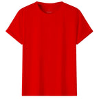 Adult 100% Cotton T-Shirt Unisex Men's Basic Plain Blank Crew Tee Tops Shirts, Red, S