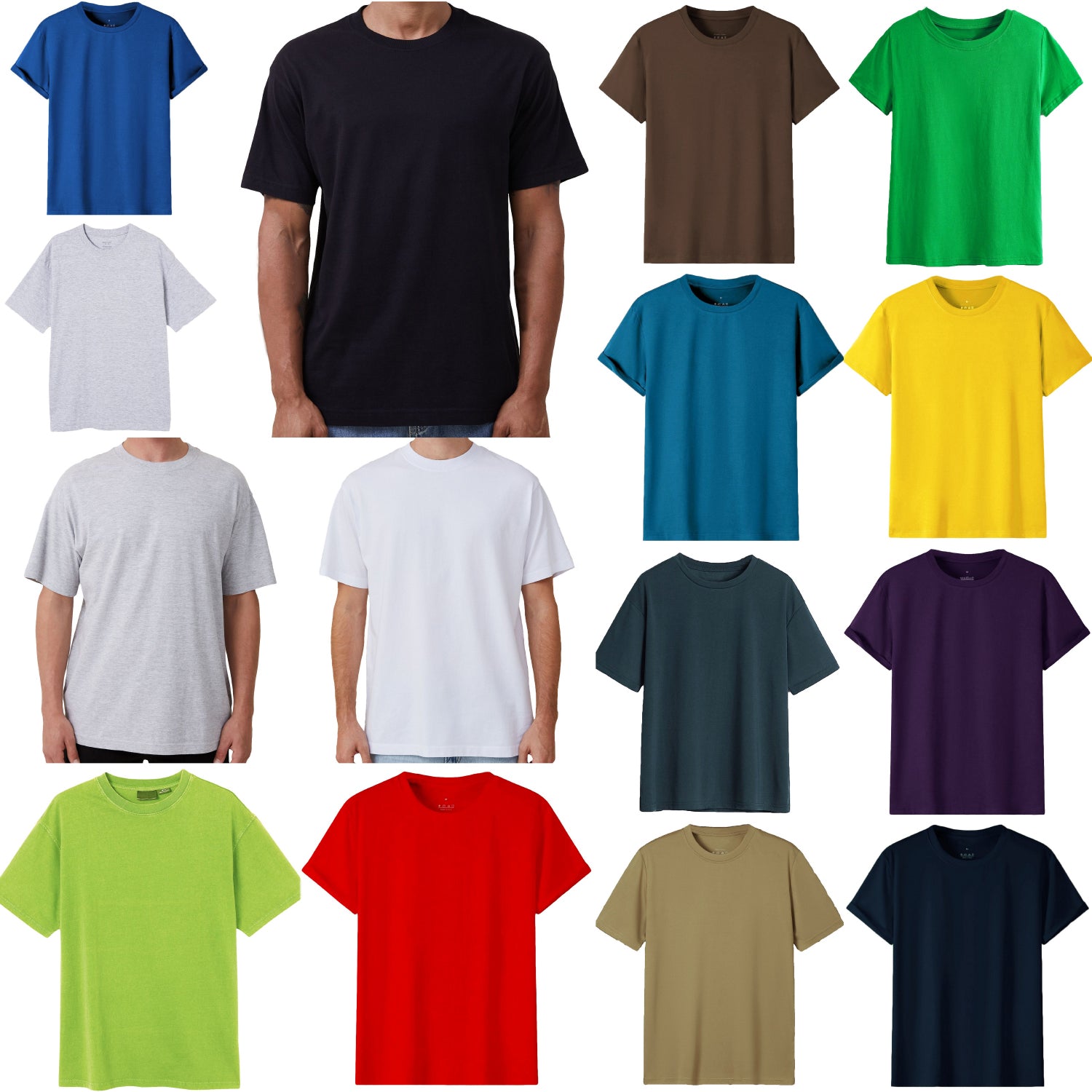 Adult 100% Cotton T-Shirt Unisex Men's Basic Plain Blank Crew Tee Tops Shirts, Red, M Secondary image