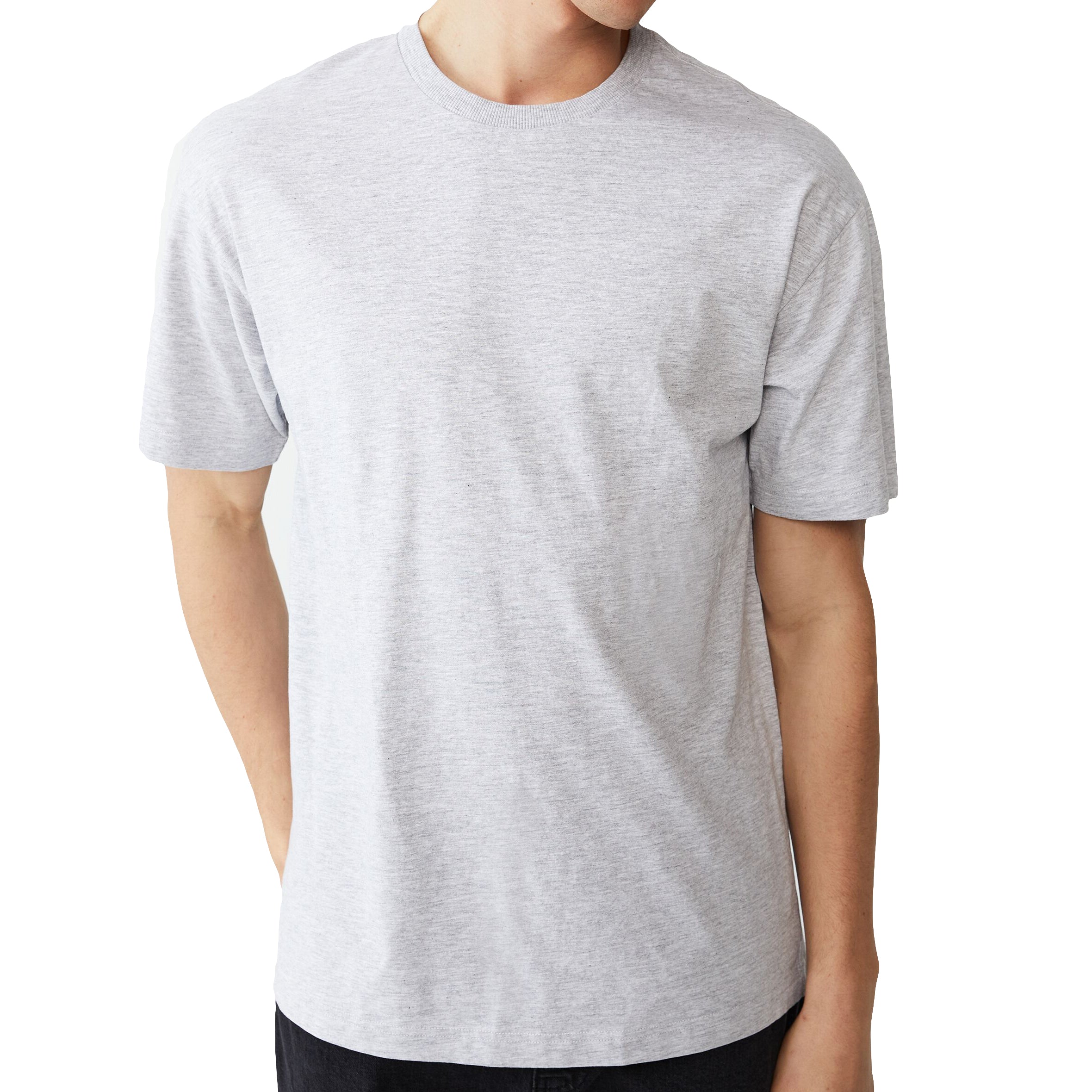 Adult 100% Cotton T-Shirt Unisex Men's Basic Plain Blank Crew Tee Tops Shirts, Light Grey, S Main image