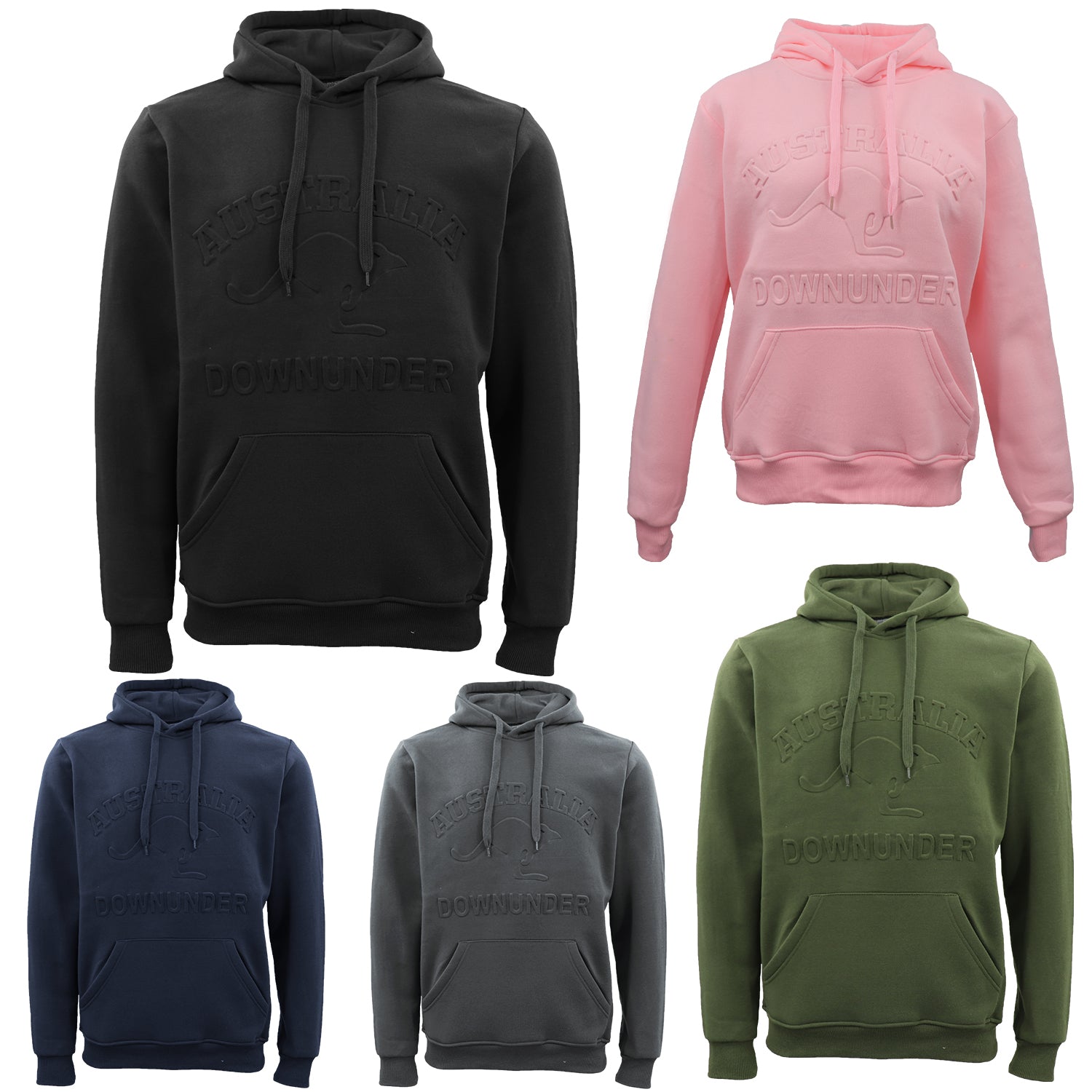 Adult Australia Day Pullover Hoodie 3D Downunder Kangaroo Souvenir Jumper Jacket, Olive, XL Secondary image