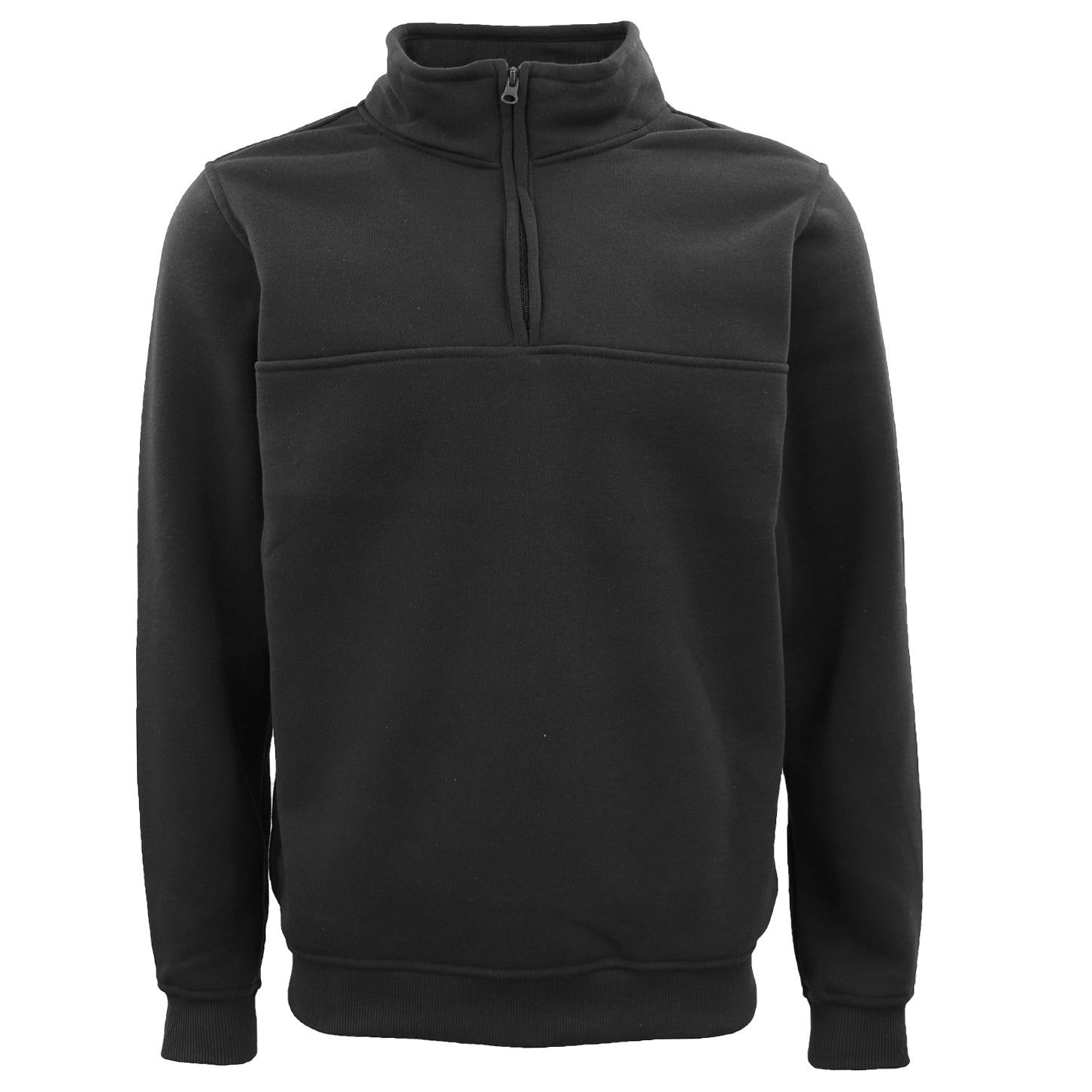 New Men's Unisex Adult Half-Zip Fleece Jumper Pullover Stand Collar Jacket Shirt, Black, XL