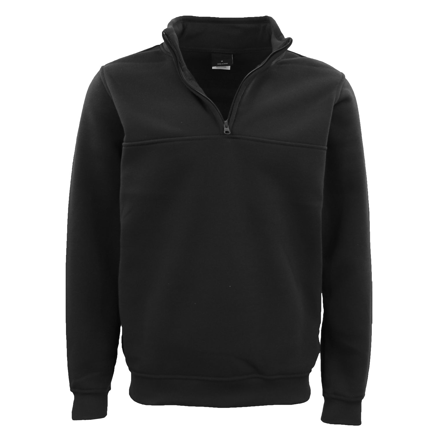 New Men's Unisex Adult Half-Zip Fleece Jumper Pullover Stand Collar Jacket Shirt, Black, 2XL Main image