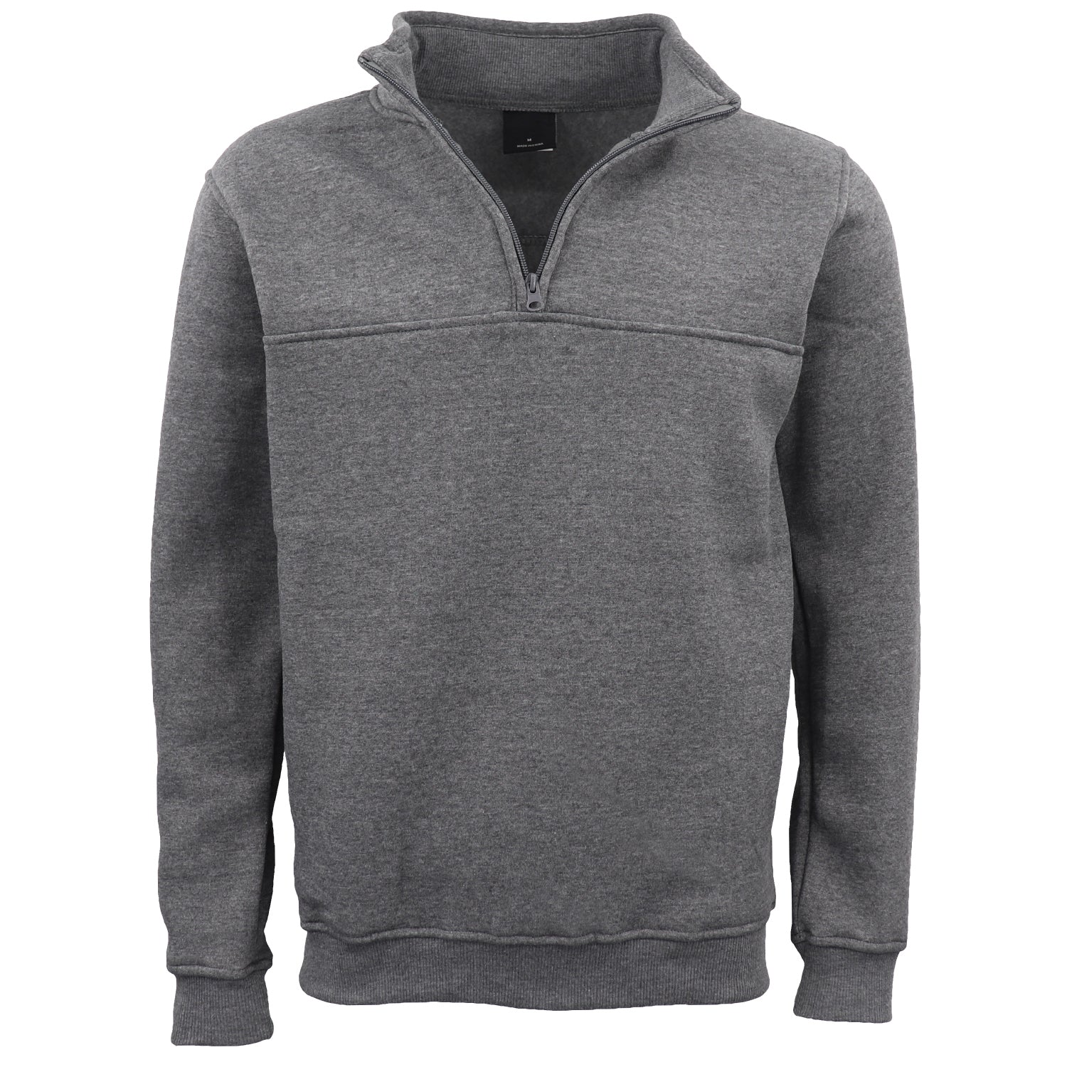 New Men's Unisex Adult Half-Zip Fleece Jumper Pullover Stand Collar Jacket Shirt, Dark Grey, S Main image