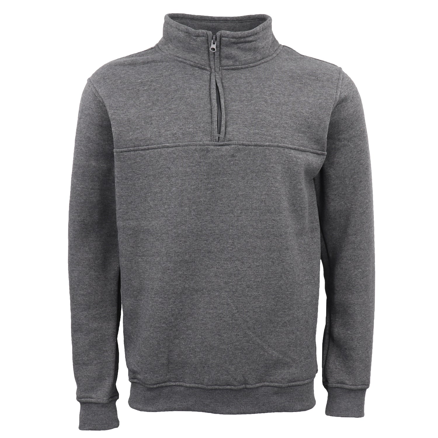 New Men's Unisex Adult Half-Zip Fleece Jumper Pullover Stand Collar Jacket Shirt, Dark Grey, M Secondary image