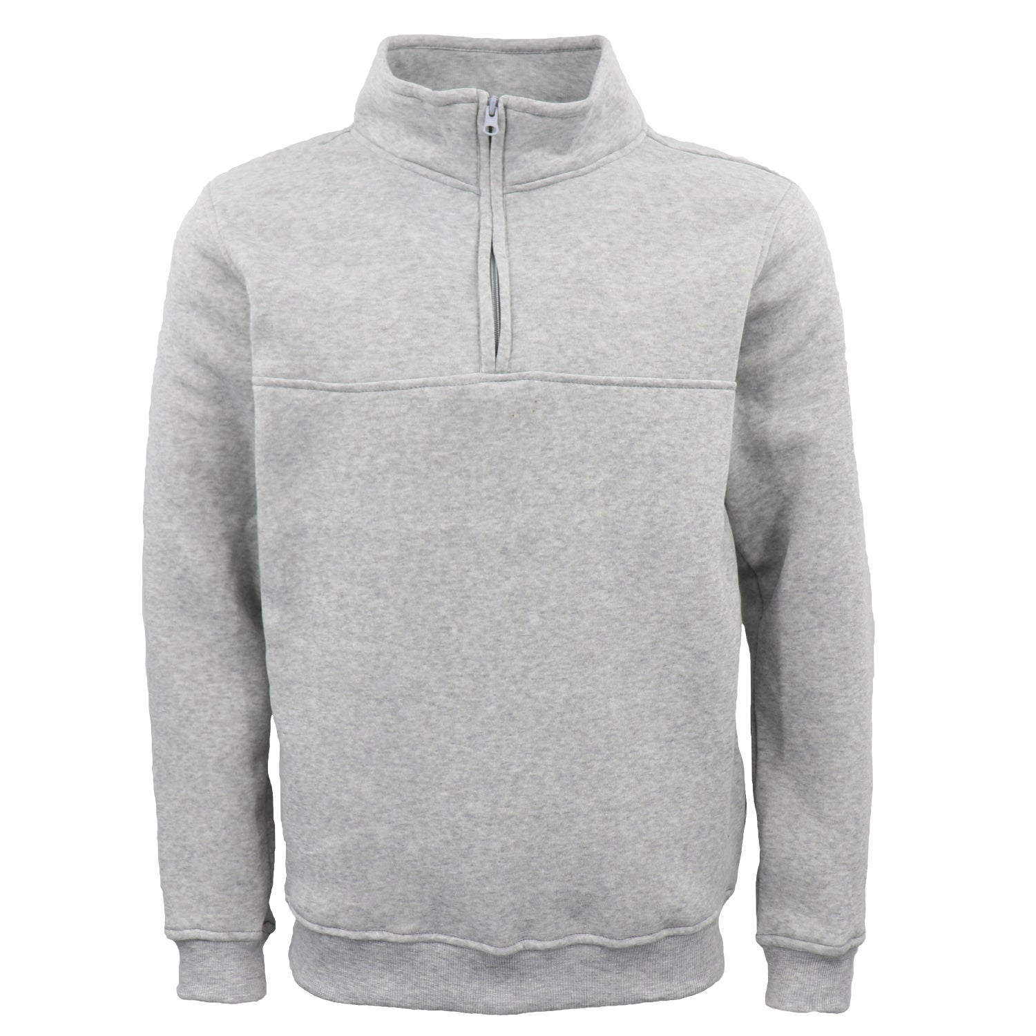 New Men's Unisex Adult Half-Zip Fleece Jumper Pullover Stand Collar Jacket Shirt, Light Grey, S Secondary image