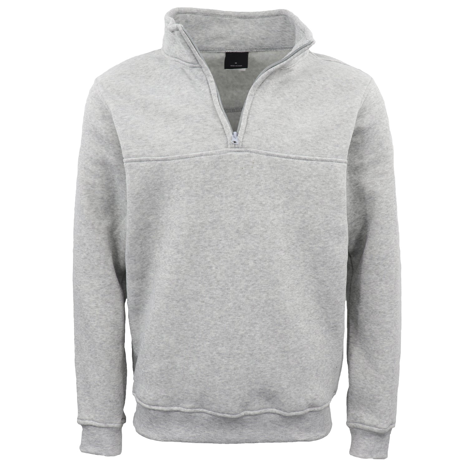 New Men's Unisex Adult Half-Zip Fleece Jumper Pullover Stand Collar Jacket Shirt, Light Grey, XL Main image