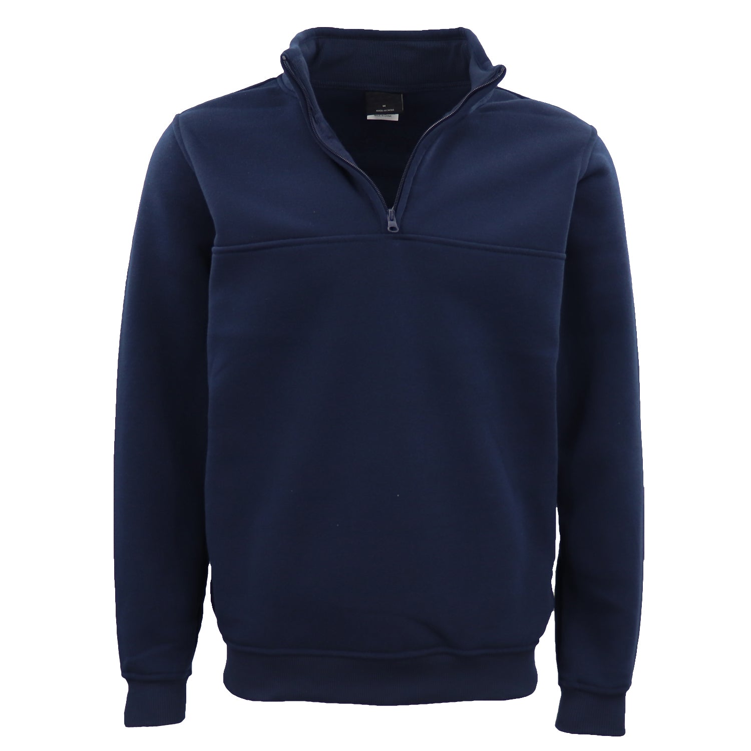 New Men's Unisex Adult Half-Zip Fleece Jumper Pullover Stand Collar Jacket Shirt, Navy, XL Main image