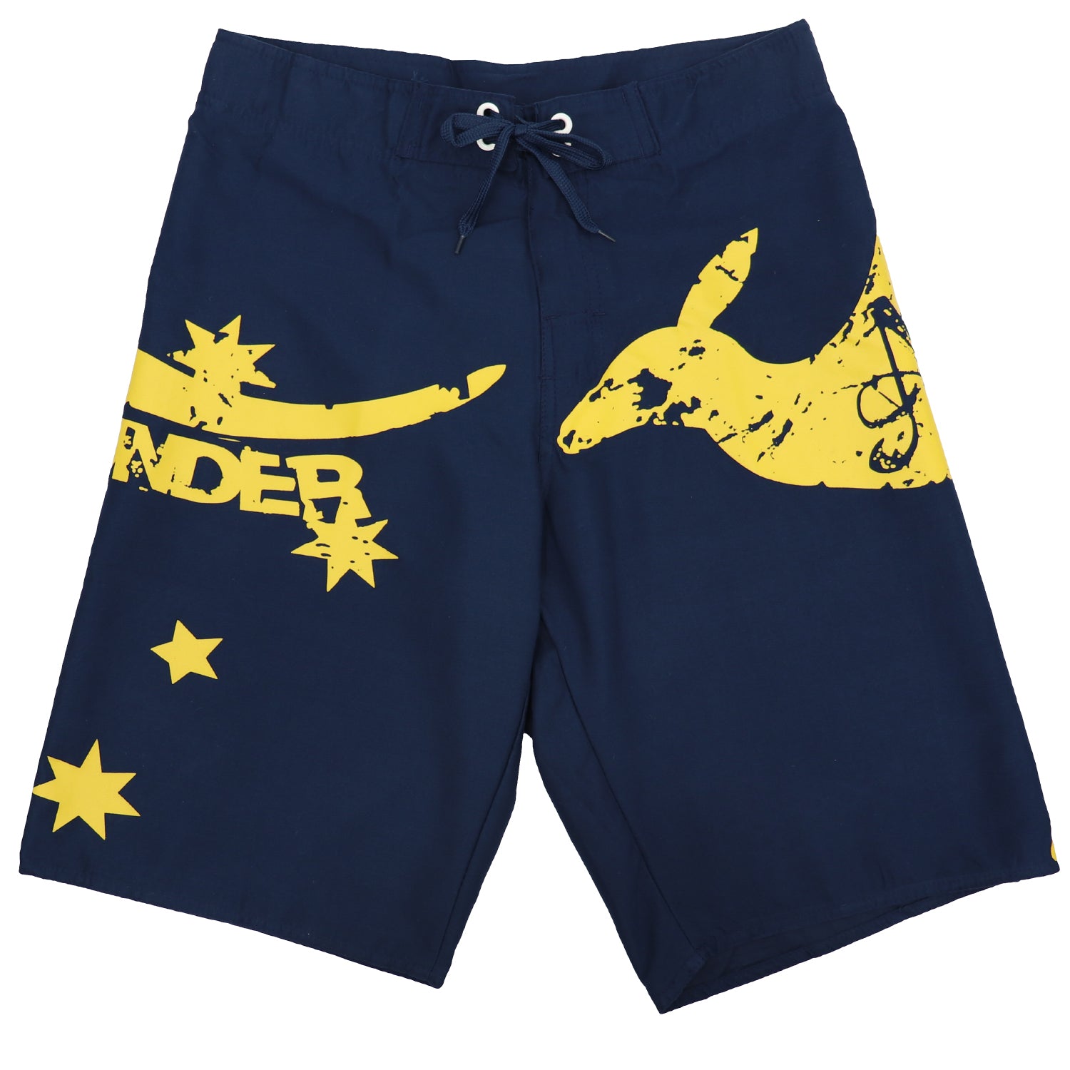 Men's Adult Board Shorts Australia Day Kangaroo Down Under Souvenir Beach Wear, Navy/Yellow, L Main image