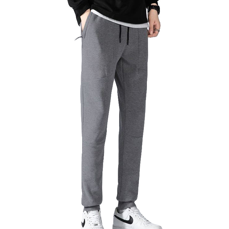 Men's Fleece Slim Trackpant Sport Joggers w Zipped Pockets Gym Casucal Trousers, Dark Grey, S Main image
