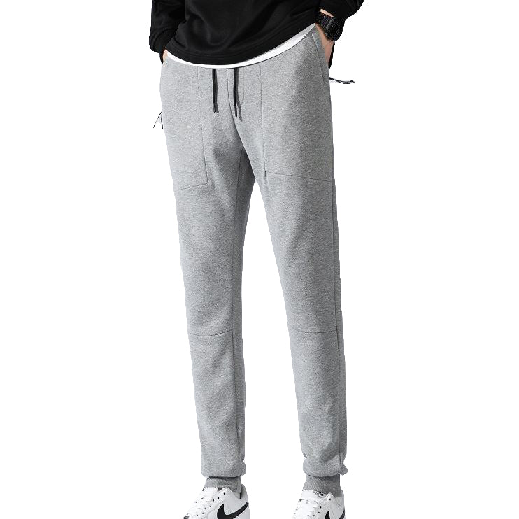 Men's Fleece Slim Trackpant Sport Joggers w Zipped Pockets Gym Casucal Trousers, Light Grey, 3XL Main image