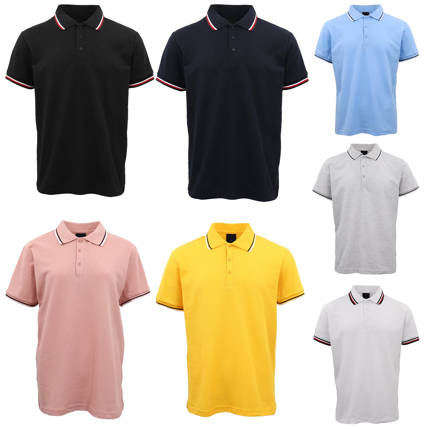Men's Unisex Polo Shirts Basic Plain Breathable Tops Cotton Cascual Sport Shorts, Pink, 3XL Secondary image