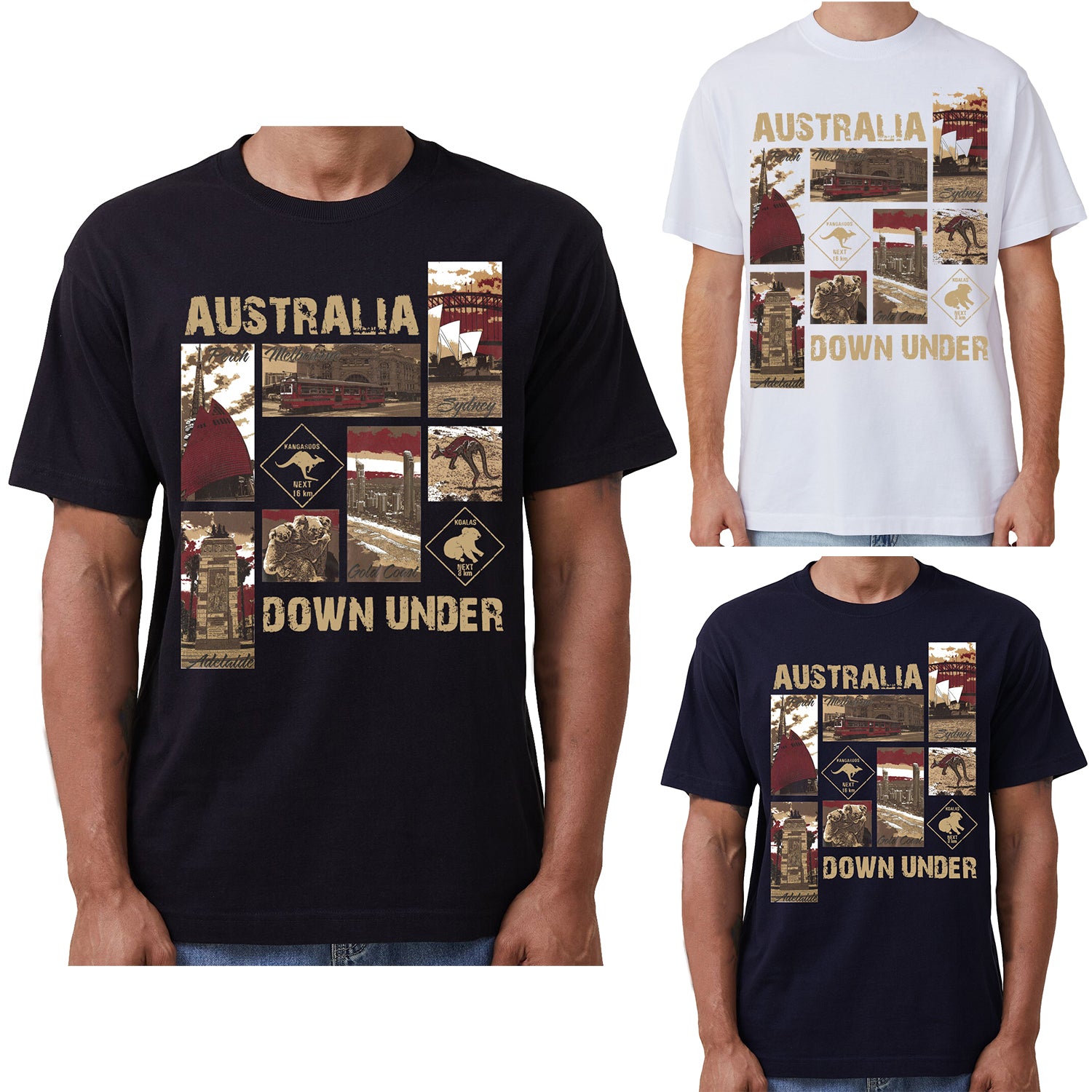 100% Cotton Australia Down Under Souvenir T-Shirt Unisex Adult Iconic Tee Top, White, XL Secondary image