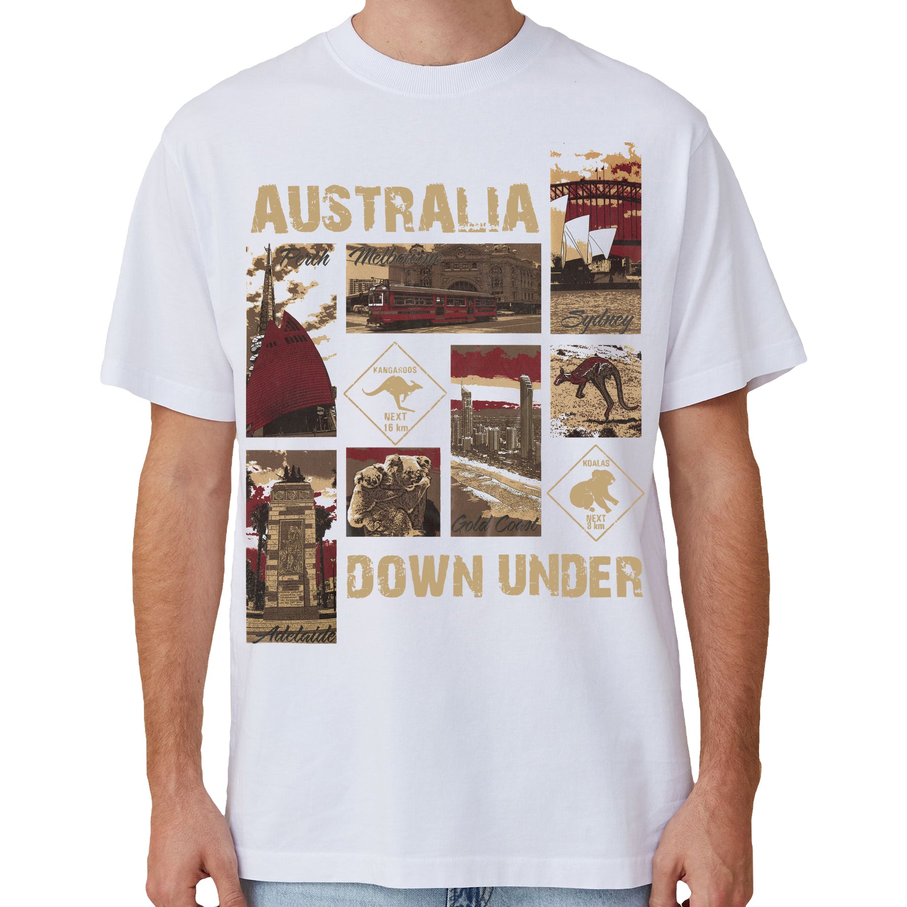 100% Cotton Australia Down Under Souvenir T-Shirt Unisex Adult Iconic Tee Top, White, 3XL Main image