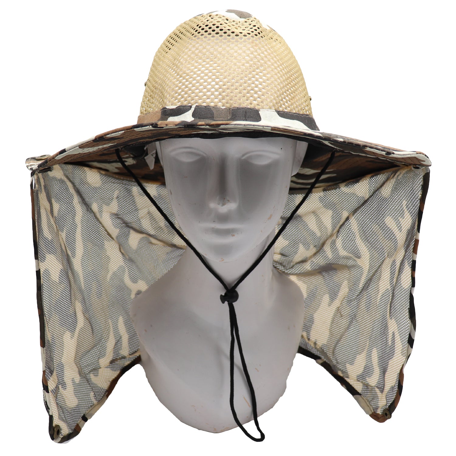 Bucket Flap Boonie Slouch Hat Wide Brim Mesh Crown Neck UV Protect Breathable, Desert Camo Main image