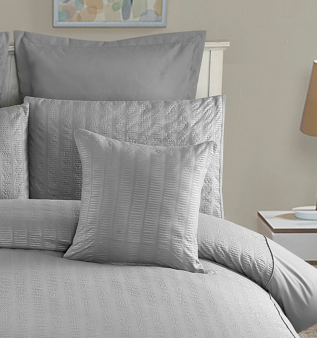 1000TC Premium Ultra Soft Seersucker Cushion Covers - 2 Pack - Grey Main image