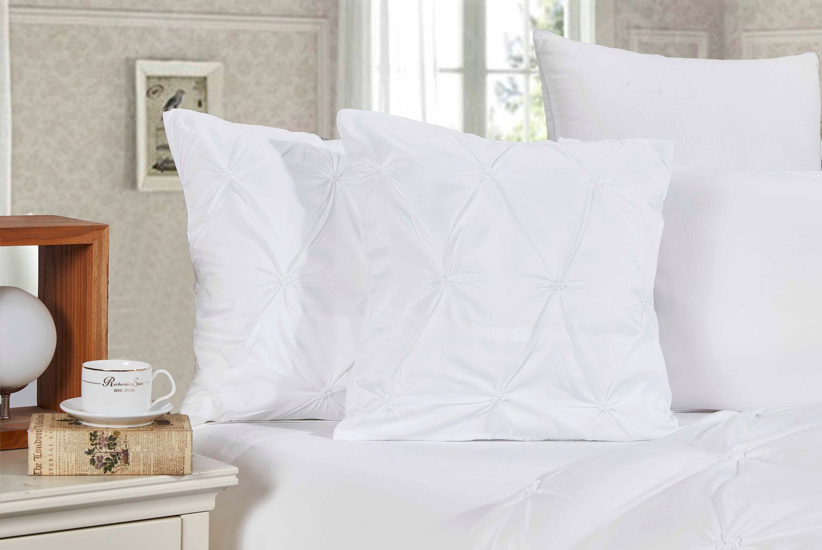 Diamond Pintuck Premium Ultra Soft Cushion Covers 2-Pack - White Main image