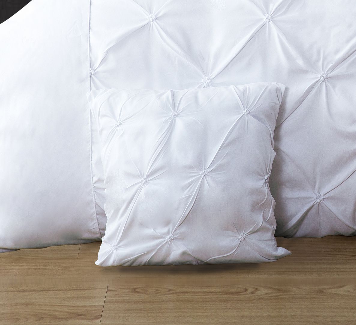Diamond Pintuck Premium Ultra Soft Cushion Covers 2-Pack - White Secondary image
