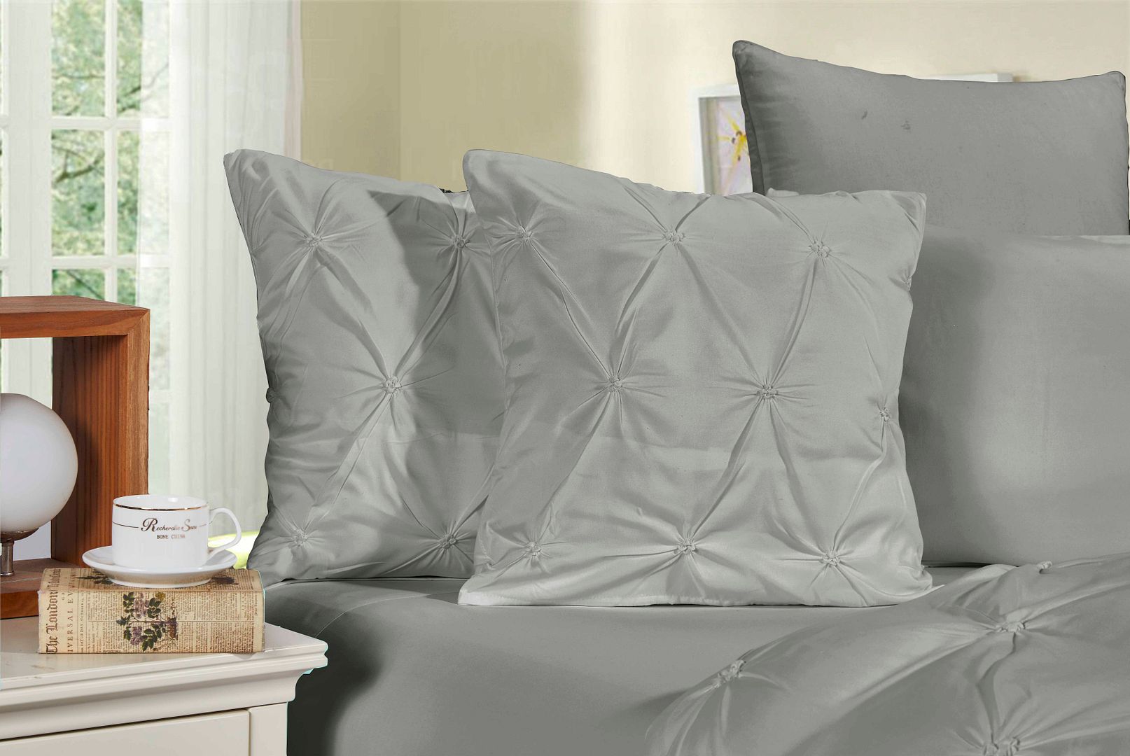 Diamond Pintuck Premium Ultra Soft Cushion Covers 2-Pack - Grey Main image
