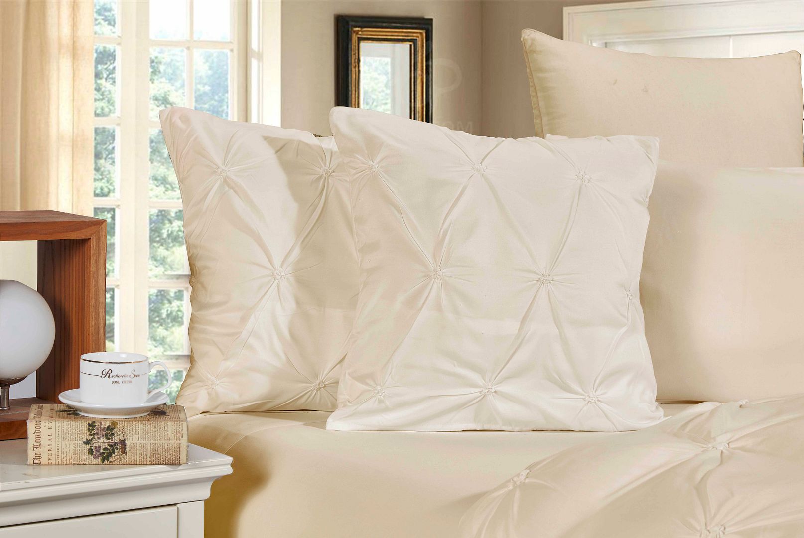 Diamond Pintuck Premium Ultra Soft Cushion Covers 2-Pack - Yellow Cream Main image