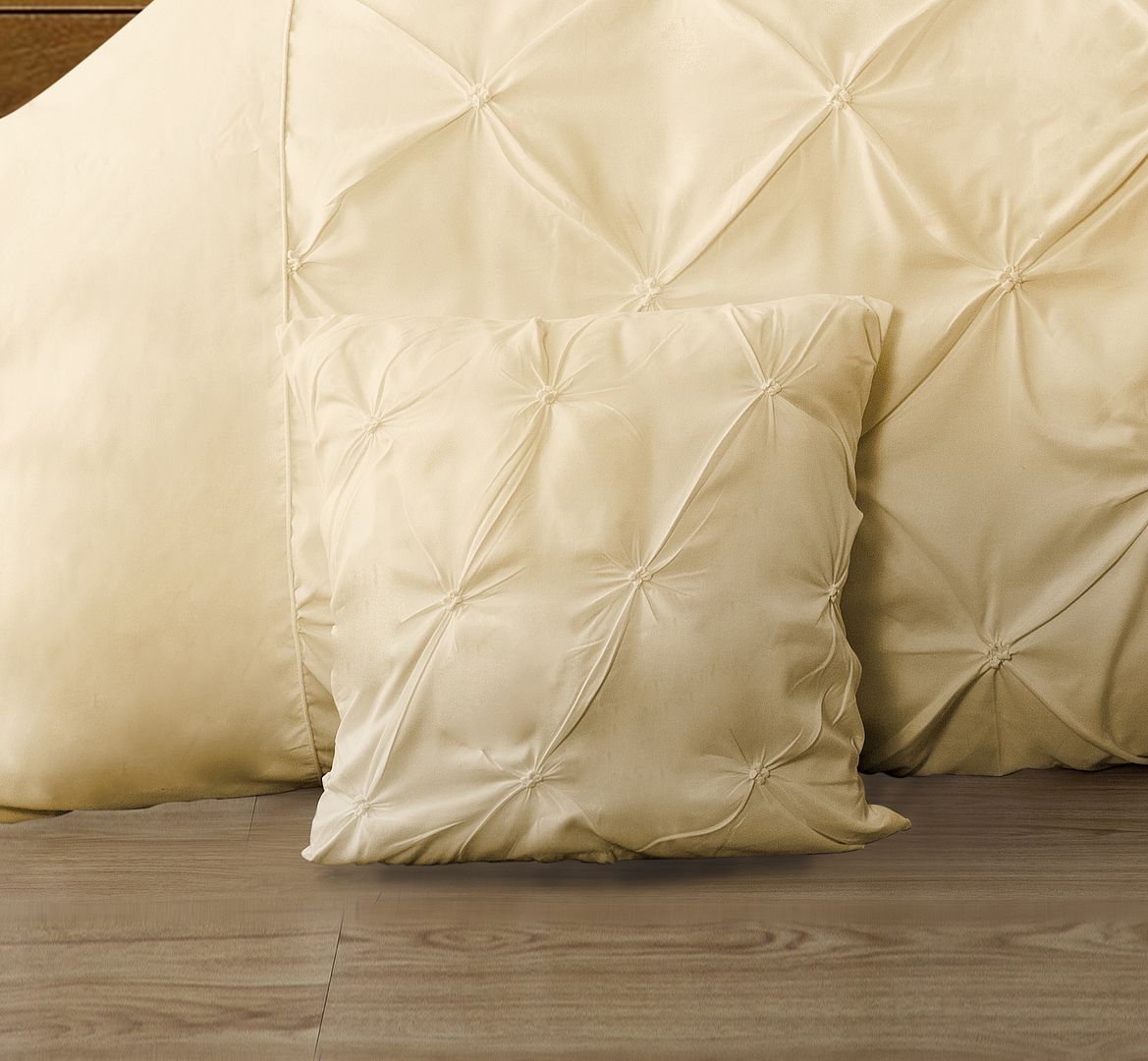 Diamond Pintuck Premium Ultra Soft Cushion Covers 2-Pack - Yellow Cream Secondary image