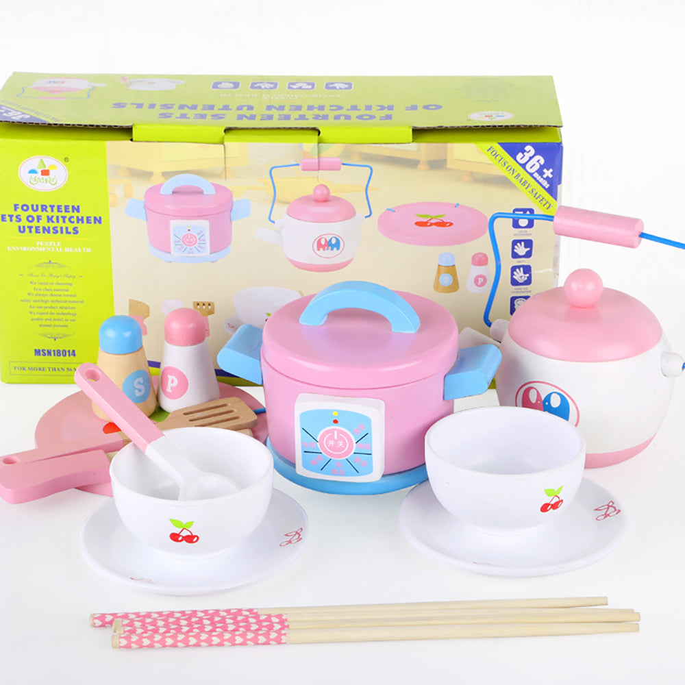 Kids Wooden Kitchen Tea Set Pretend Play Main image