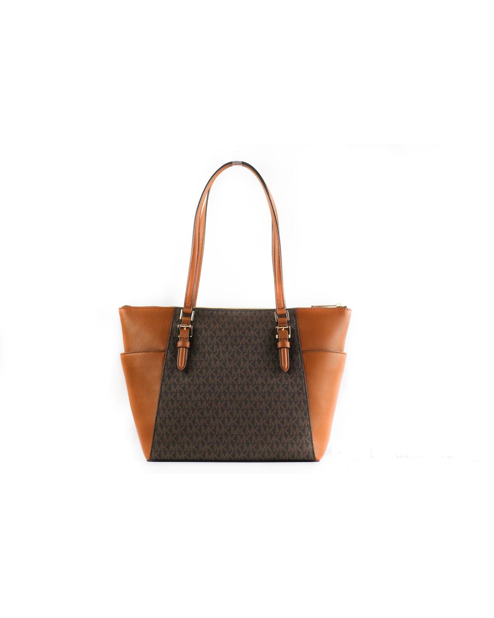 Michael Kors Women's Charlotte Signature Leather Large Top Zip Tote Handbag Bag (Brown) - One Size Secondary image