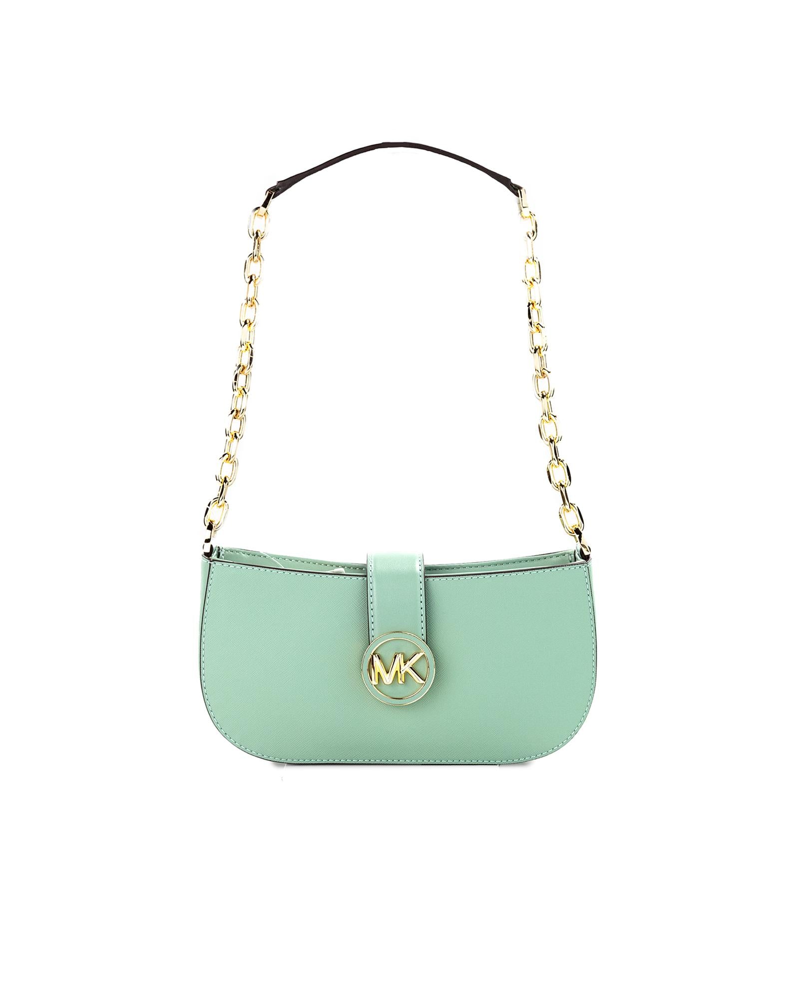 Michael Kors Women's Car Small Sea Green Leather Pouchette Shoulder Crossbody Purse - One Size Main image