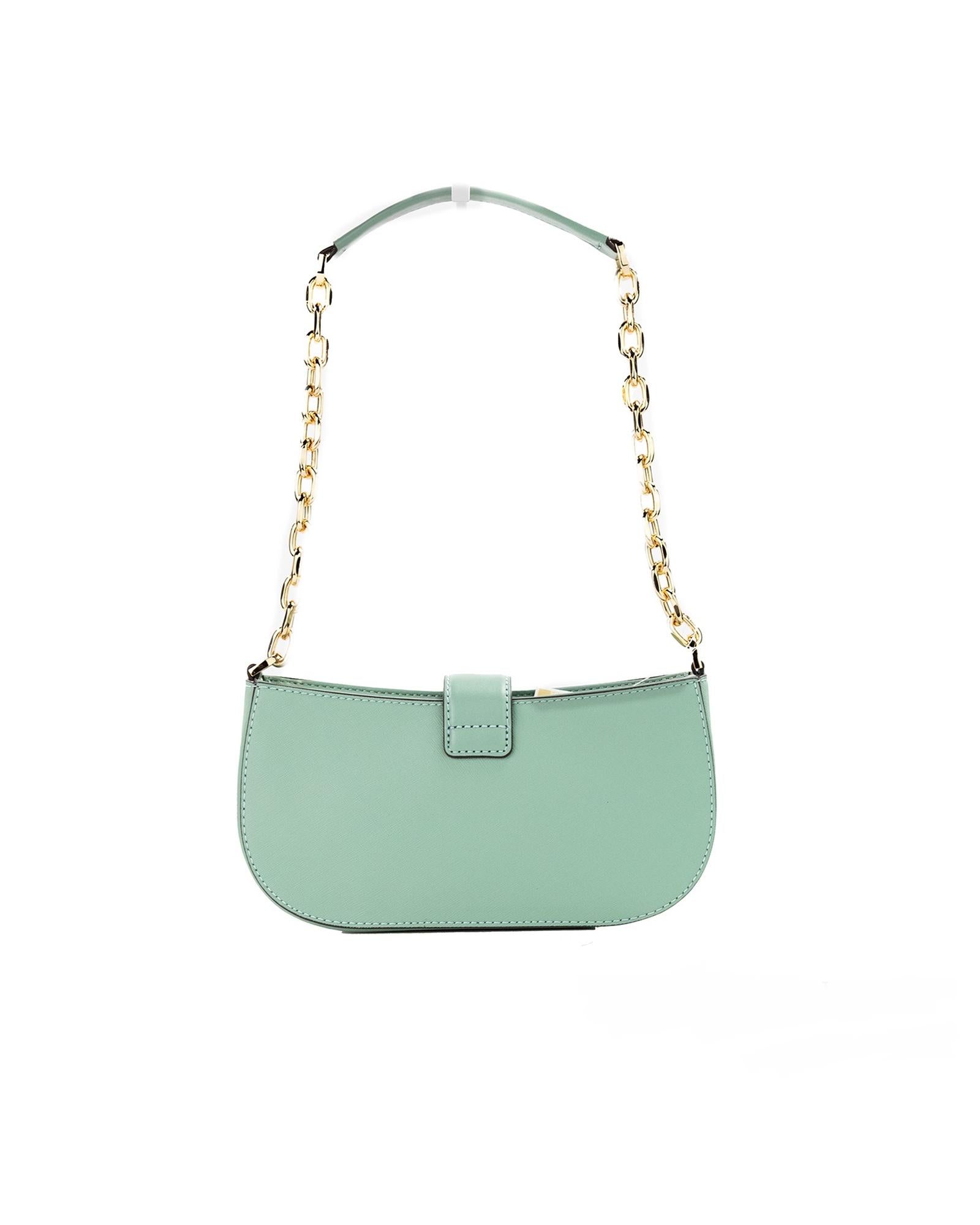 Michael Kors Women's Car Small Sea Green Leather Pouchette Shoulder Crossbody Purse - One Size Secondary image