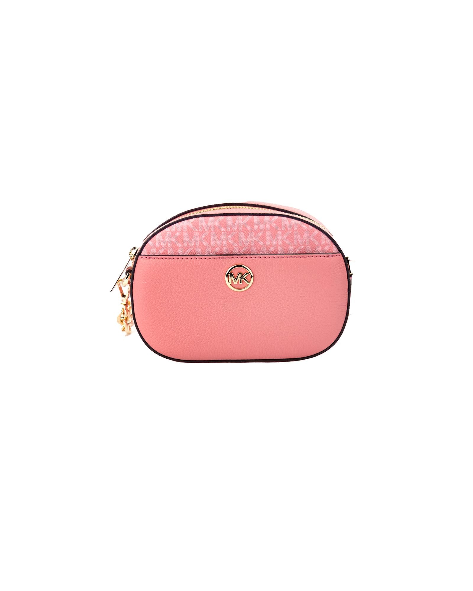 Michael Kors Women's Jet Set Glam Tea Rose Leather Oval Crossbody Handbag Purse - One Size Main image