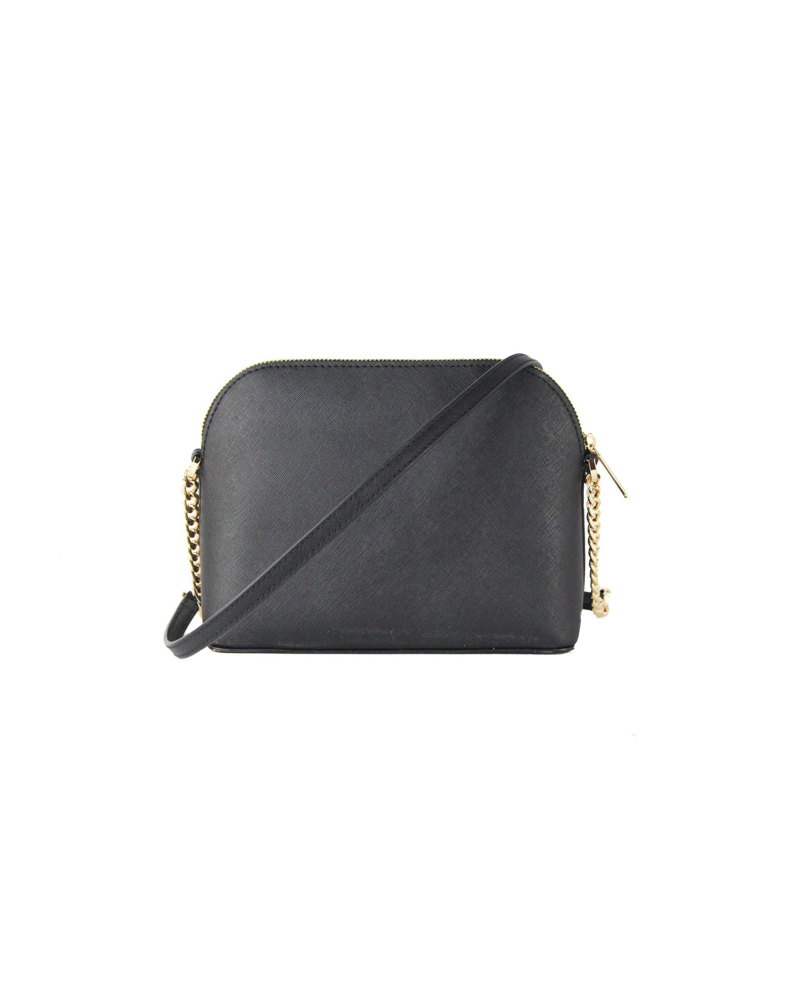 Michael Kors Women's Jet Set Travel Medium Leather X Cross Dome Crossbody Handbag (Black Solid/Gold) - One Size Secondary image
