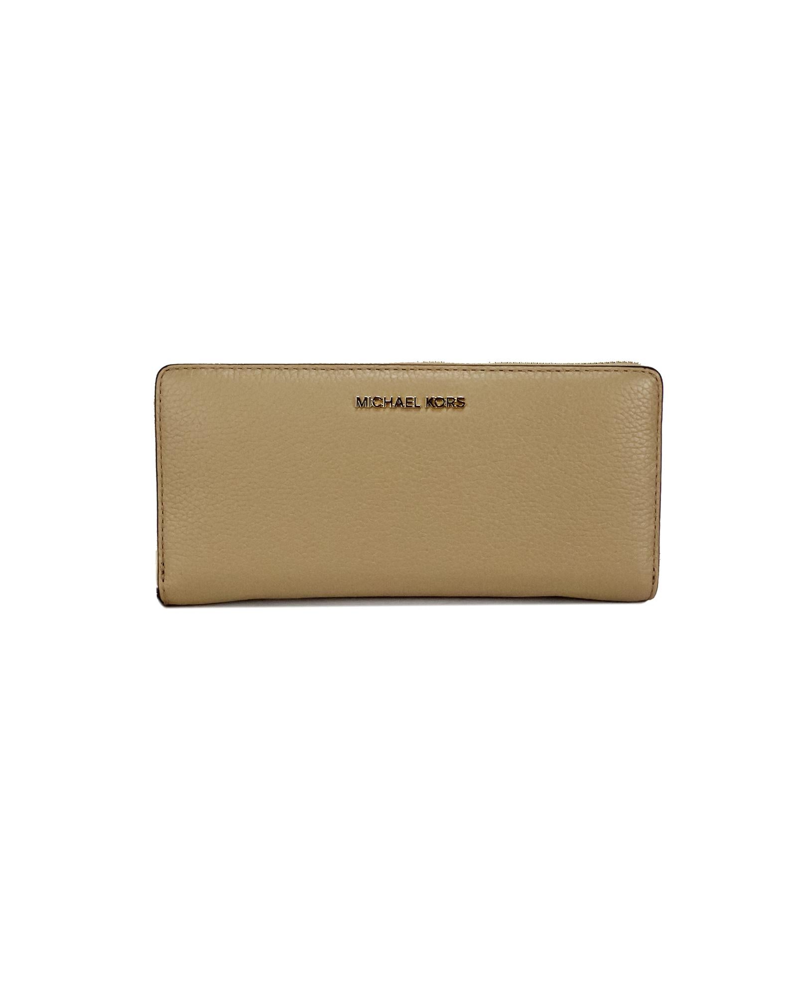 Michael Kors Women's Jet Set Travel Large Camel Leather Continental Wristlet Wallet - One Size Main image