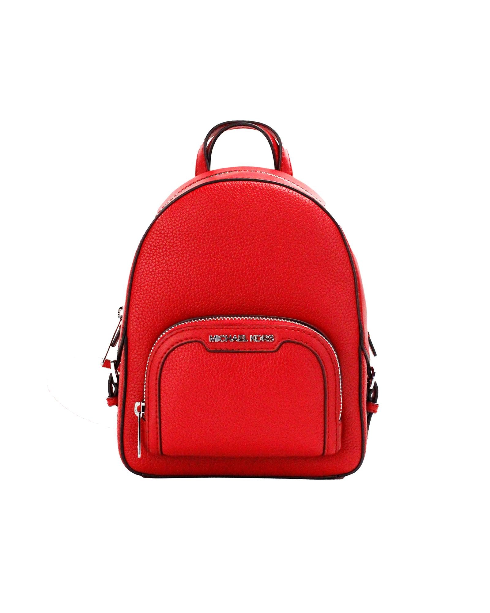 Michael Kors Women's Jaycee Mini XS Bright Red Pebbled Leather Zip Pocket Backpack Bag - One Size Main image