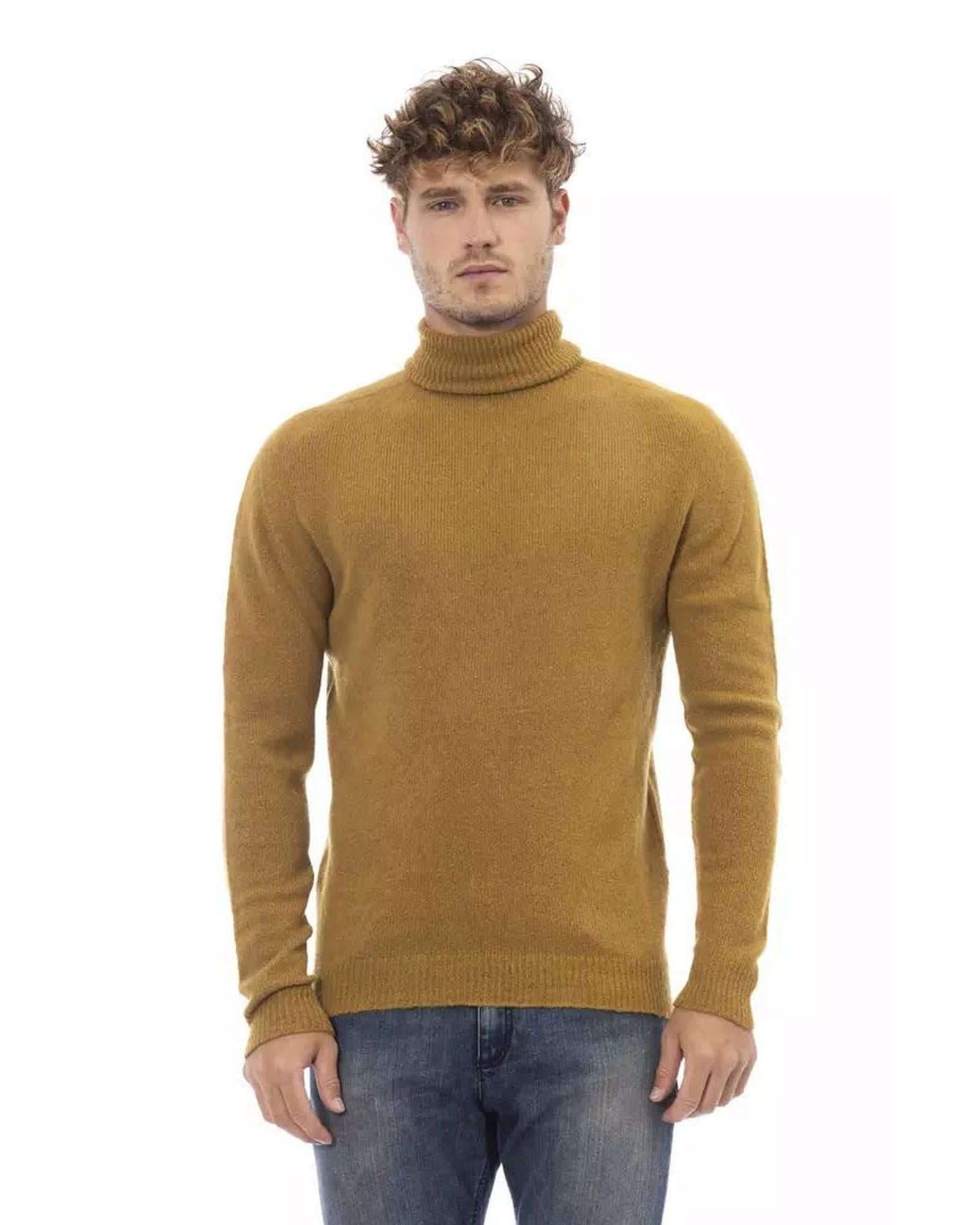 Alpha Studio Men's Brown Alpaca Leather Sweater - 50 IT Main image