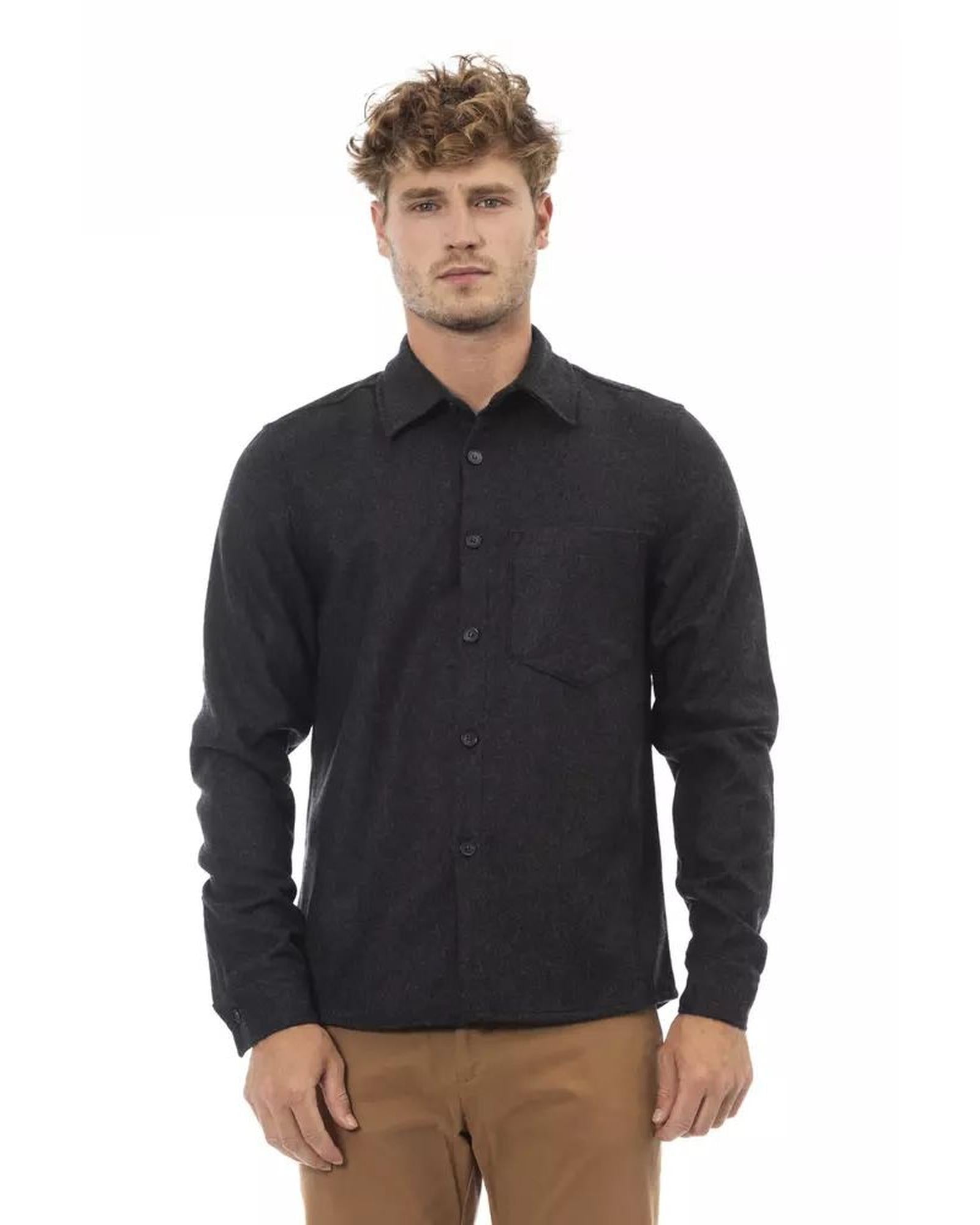 Alpha Studio Men's Gray Wool Shirt - 50 IT Main image