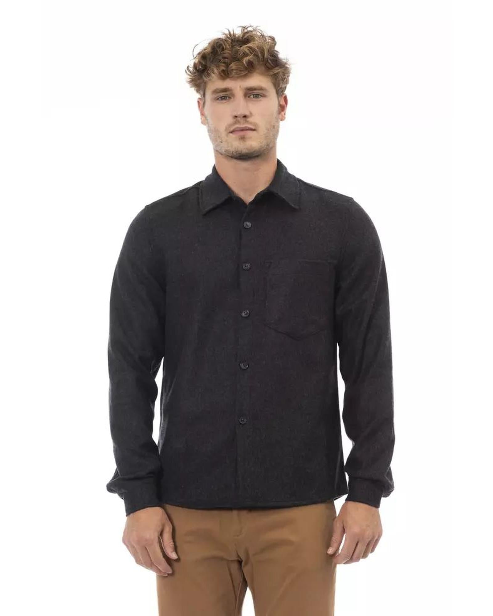 Alpha Studio Men's Gray Wool Shirt - 50 IT Secondary image