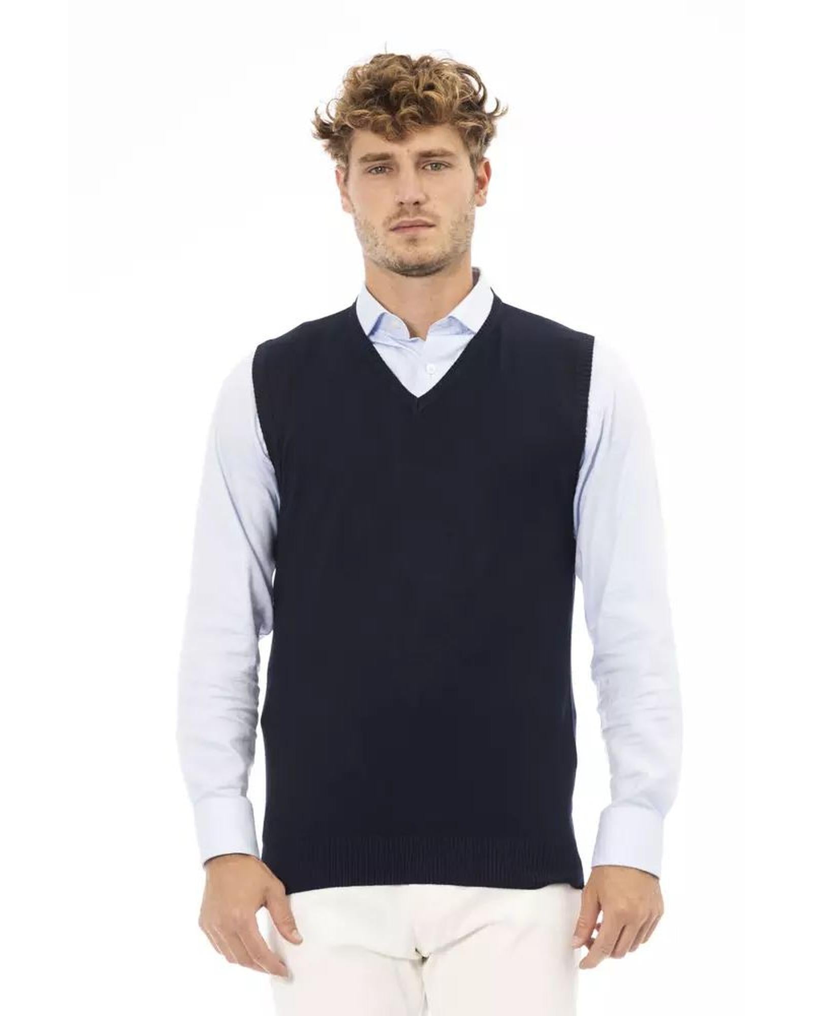 Alpha Studio Men's Blue Viscose Vest - 46 IT Main image