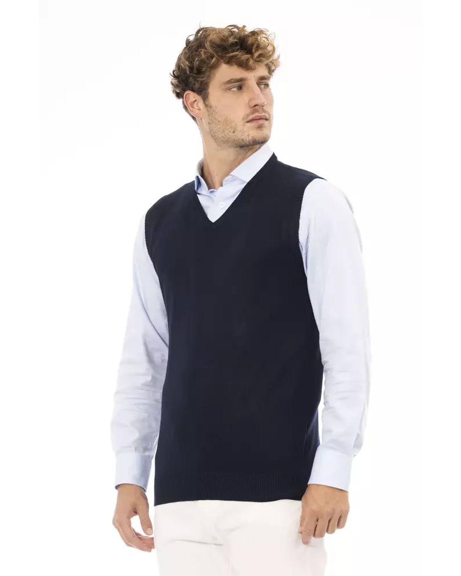 Alpha Studio Men's Blue Viscose Vest - 50 IT Secondary image