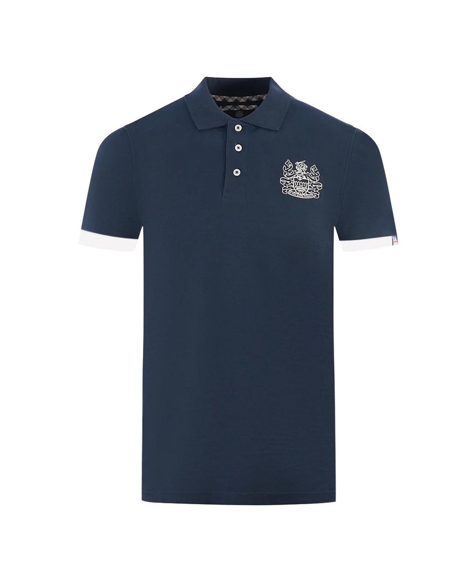 Aquascutum Men's Blue Cotton Polo Shirt - L