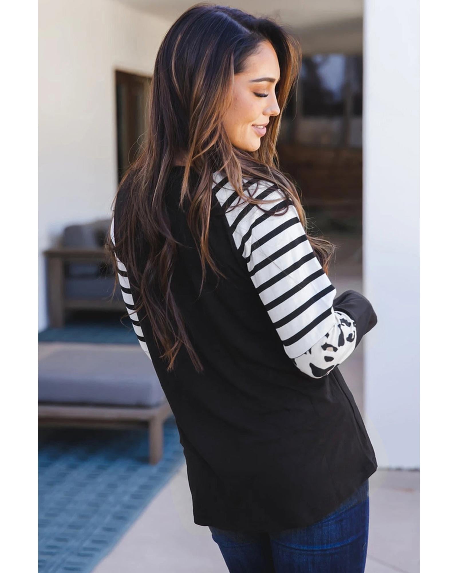 Azura Exchange Animal Print Colorblock Long Sleeve Top - L Secondary image