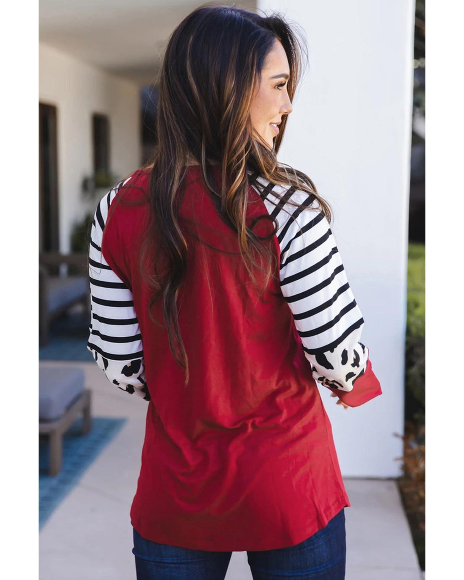 Azura Exchange Animal Print Colorblock Long Sleeve Top - M Secondary image