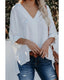 Azura Exchange V Neck 3/4 Sleeve High Low Hem Shirt - S