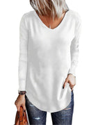 Azura Exchange V Neck Long Sleeve Knit Top - 2XL