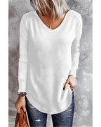 Azura Exchange V Neck Long Sleeve Knit Top - 2XL