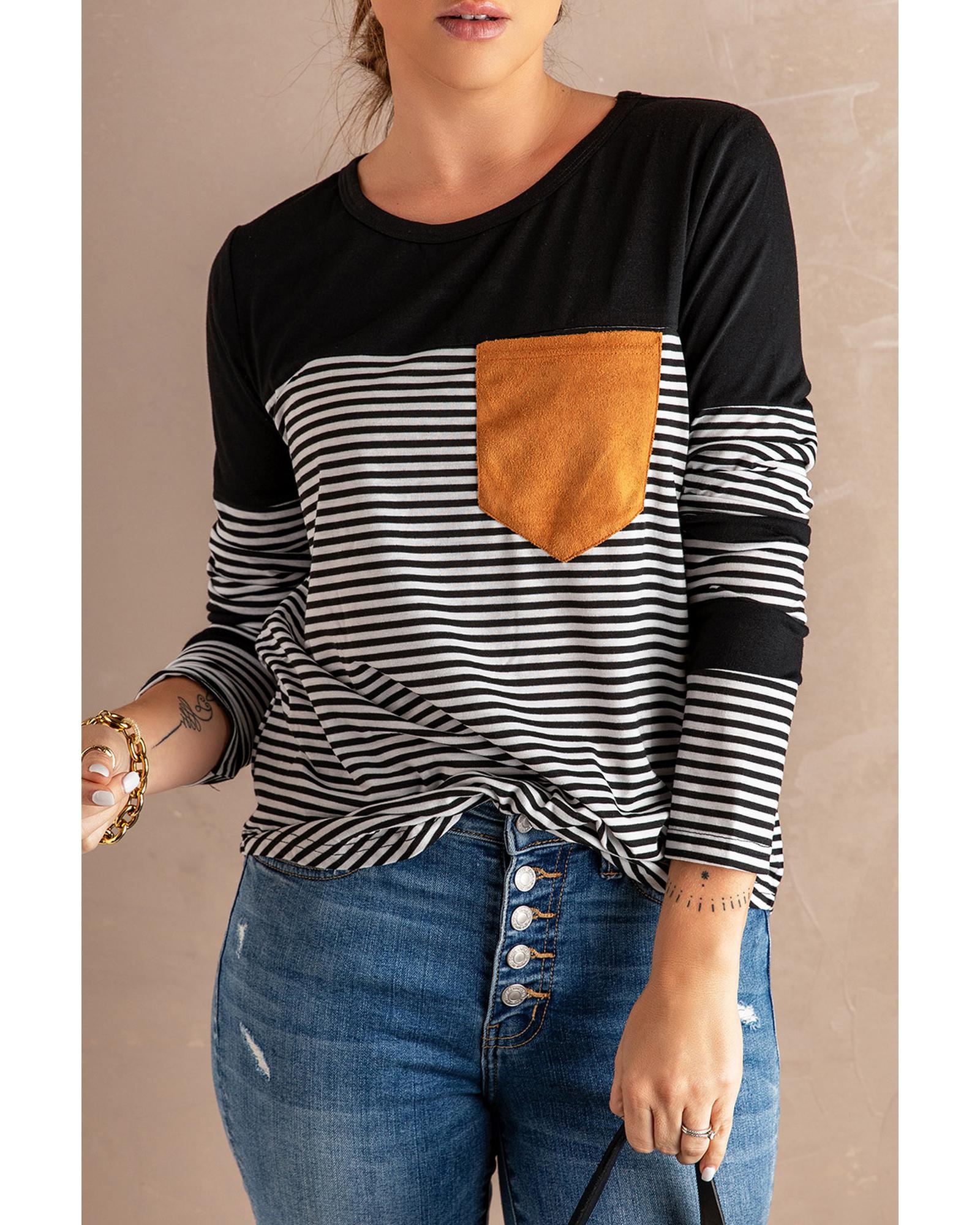 Azura Exchange Pinstripe Patch Pocket Top - L Main image