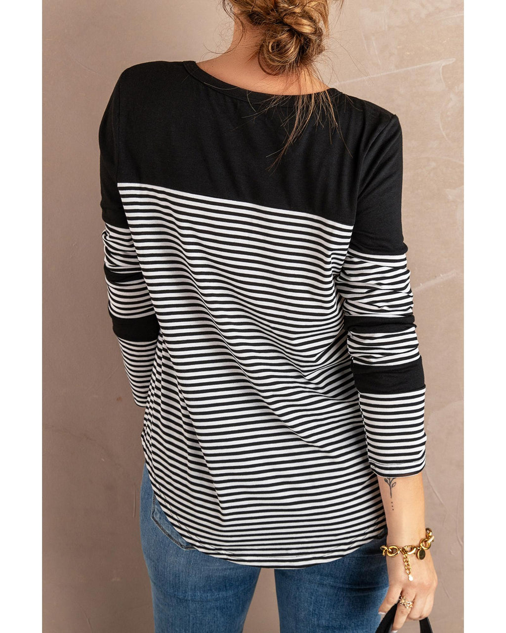 Azura Exchange Pinstripe Patch Pocket Top - L