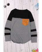 Azura Exchange Pinstripe Patch Pocket Top - L
