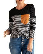 Azura Exchange Pinstripe Patch Pocket Top - L