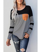 Azura Exchange Pinstripe Patch Pocket Top - L