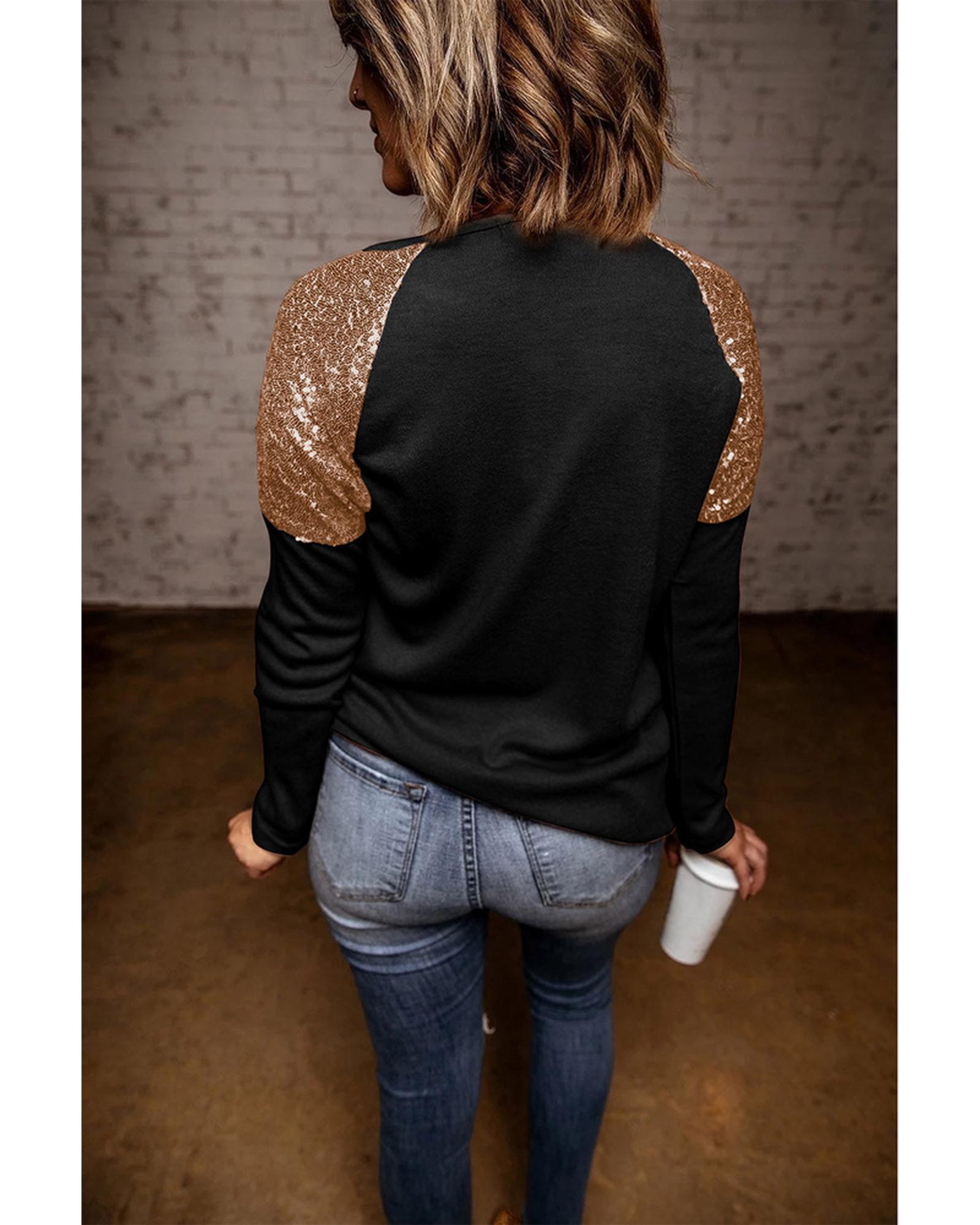 Azura Exchange Sequin Patchwork Long Sleeve Top - XL Secondary image