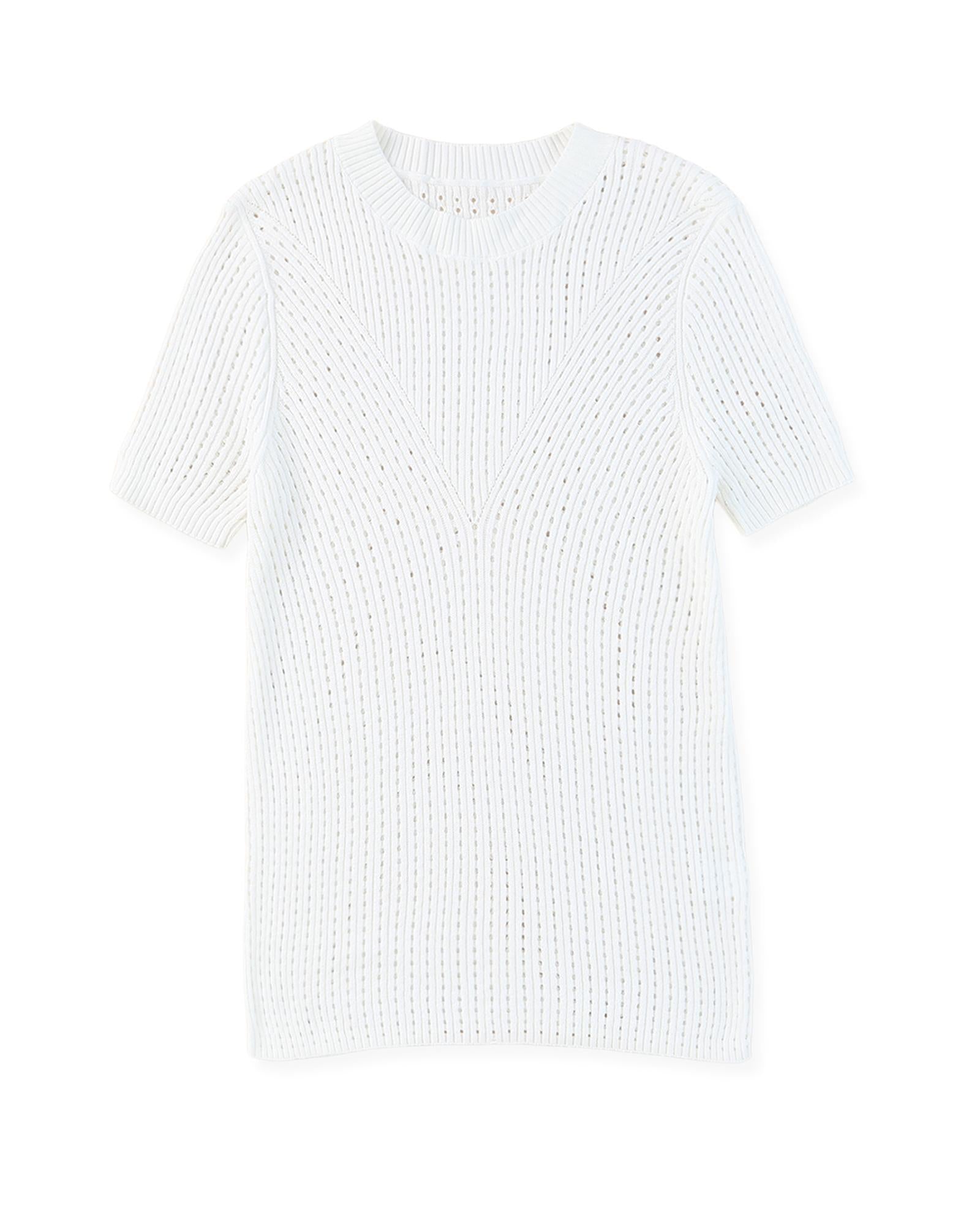 Azura Exchange Knitted Hollow-out Short Sleeve T Shirt - 2XL